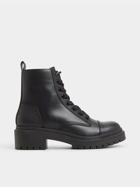 Classic Women's Black Lace-Up Combat Boot